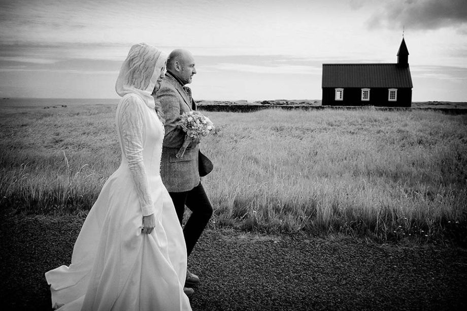 Bride and Father at Iceland Wedding
